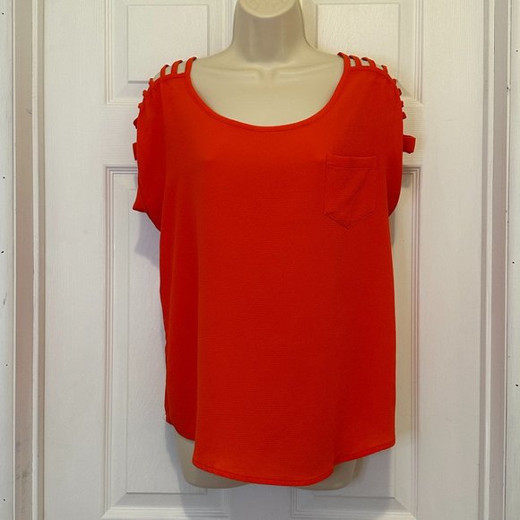 Red/Orange Summer Top with Should Cut-Outs - Picture 1 of 6